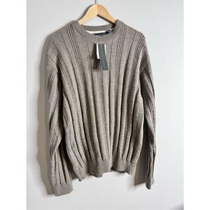 Vintage Oscar de la renta tan grandpa core knit sweater sz XL